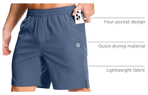 Image of GGJ Men's Lightweight Athletic Shorts with 2 Zipper Pockets 7 inch /9 inch /5 inch Gym Workout Running Quick Dry Tennis Shorts for Men