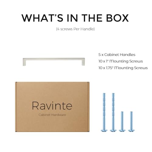 Image of Ravinte Brushed Nickel Cabinet Handles Square Pulls, 8 Inch, 5 Pack