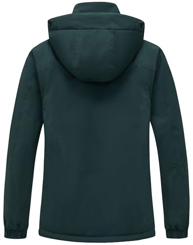 DCmount Winterjacke Damen Winddicht Skijacke Damen warm Fleecejacke wasserdicht verdickt gefüttert Funktionsjacke mit abnehmbarer Kapuze