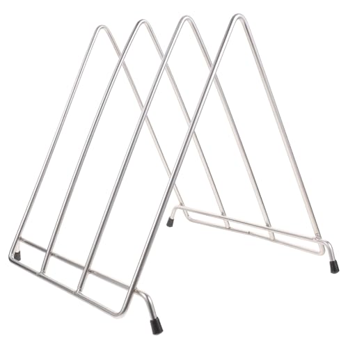 HOMSFOU Support Planche à Découper en Acier Inoxydable Argenté, Étagère Stable et Multifonction pour Organisation Cuisine, Rack Solide et Résistant la Déformation