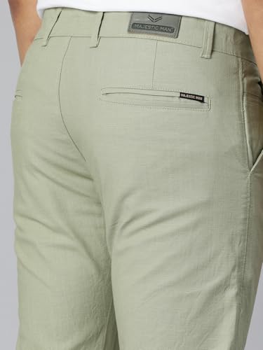 Image of Majestic Man Premium Cotton Slub Slim Fit Comfortable Solid Stylish Trousers