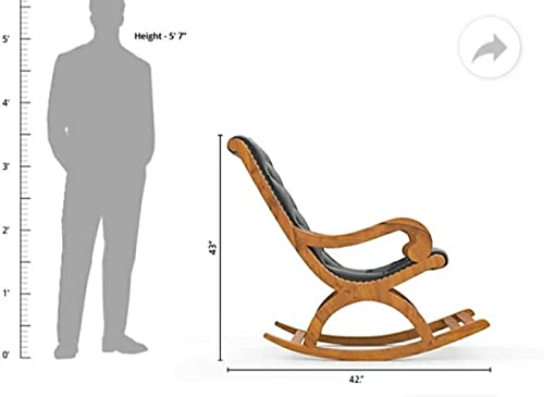 AH Furniture Traditional Rocking Chair Wood with Armchair for Indoor,Outdoor and Garden (Teakwood) 1