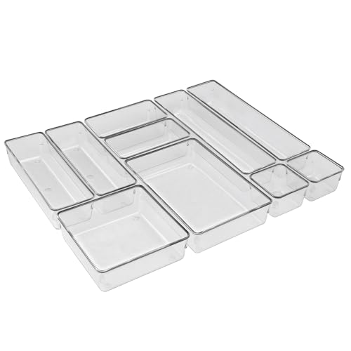 Acrimet Organizador Modular para Gavetas, Bancadas e Armários, Plástico Transparente, Kit com 10 Potes Tamanhos Sortidos, 979.0