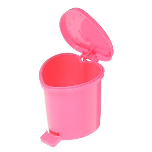 Caneca de basura de escritorio en forma de corazón, mini rosa