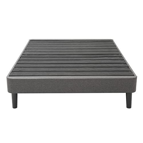 Image of Decoro Claridge Upholstered Mattress Foundation | Platform Bed | Metal Frame with Wood Slat Support | Grey, Queen Size