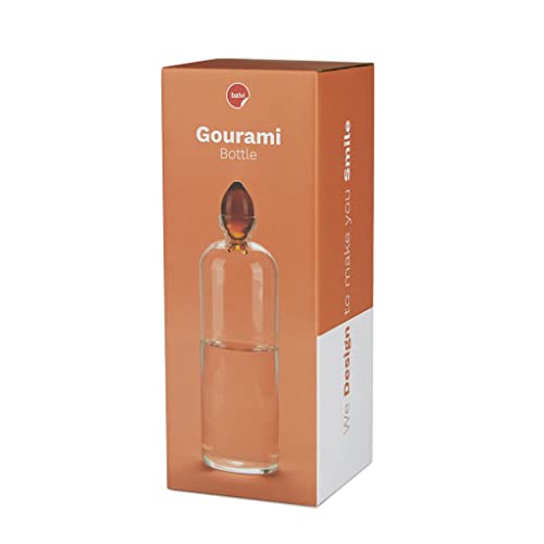 Miniatura 2 de Balvi Botella De Agua Gourami Color Ambar Con Tapón En Forma De Pez 1.1 L. Vidrio Borosilicato 30cm
