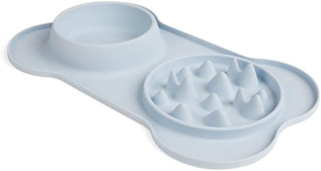 EveryYay by Petco Blue Slow Feeder Double Diner Dog Bowl 1.72 Cups