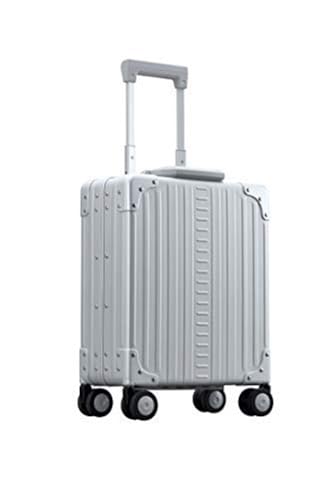 Underseat Carryon. Leichter Hartschalen Trolley/Koffer mit TSA-Schloss aus Silber/Platin eloxiertem Aluminium mit auziebarem Griff & Leichtlaufrollen. Inkl. Schutzhülle & Kabeltasche