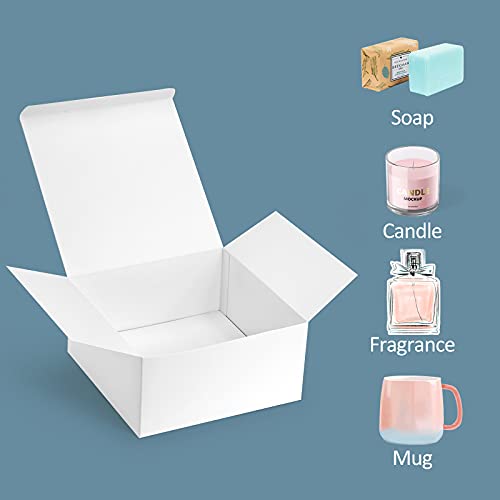 ValBox Gift Boxes 8x8x4 Inches, White Paper Gift Boxes with Lids for Gifts, Wedding Present, Bridesmaid Proposal, Birthday Party Favor, Easy Assemble Box with 66ft Twine (Pack of 12)