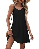 RIROW Robe d'été pour femme 2026 à bretelles spaghetti style bohème décontracté avec poche, Noir/blanc, Grand