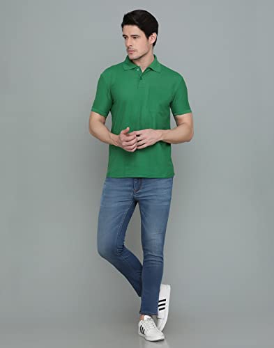 Image of INKKR Men's Polo Neck Half Sleeve Cotton Blend Regular Fit T-Shirt With Pocket