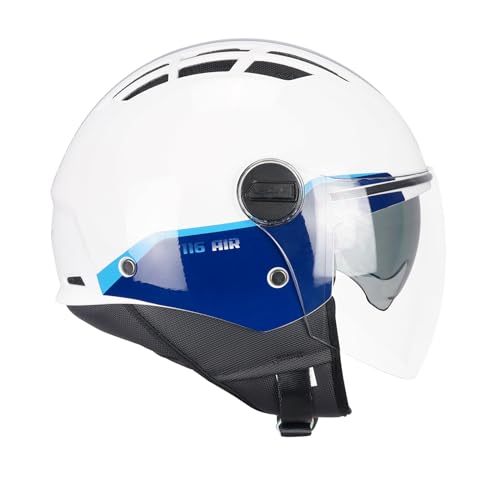 Casco jet abierto CGM Air blanco y azul para adulto unisex, talla XXXL