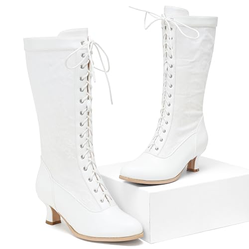 Image of NueiVeiuo Women Vintage 70s Victorian Boots Knee High