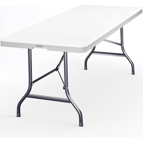 Tavolo Pieghevole Rettangolare 180x75x74 cm a Valigetta – Piano in HDPE Resistente, Struttura Metallo Verniciato, Portata 180 kg – Camping, Mercato, Giardino
