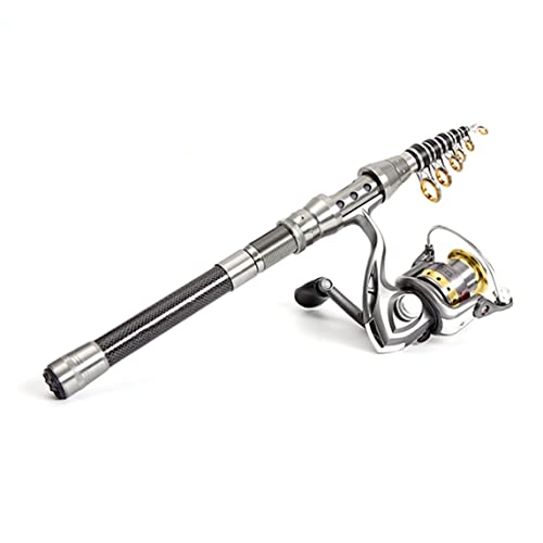 Angelrute Meer Angelrad Teleskopstange Rolle Combos Tragbare 2.1m Glasfaser Angelkolben Silber 2 Stücke – Bild 8
