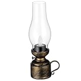 Lampe à huile LED vintage - lampe à huile de style antique, hauteur appropriée pour de bonnes fonctions coupe-vent et effet de transmission lumière, petite lampe à huile vintage