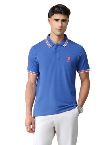 Image of U.S. Polo ASSN. Solid Slim Fit Polo T Shirts for Men - 100% Cotton, Half Sleeves Mens Tshirt
