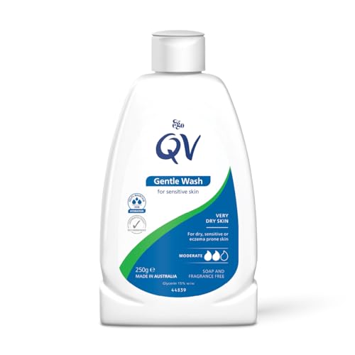 QV Gentle Wash (250g) for Dry Sensitive Skin pH Balanced Unscented Soap Free Body Wash Moisturising Soap alternative that lathers for Dry Skin Eczema Psoriasis Dermatitis