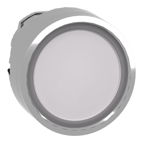 ZB4BW313 Head for illuminated push button, XB4, metal, white flush, 22mm, universal LED, spring, plan lens