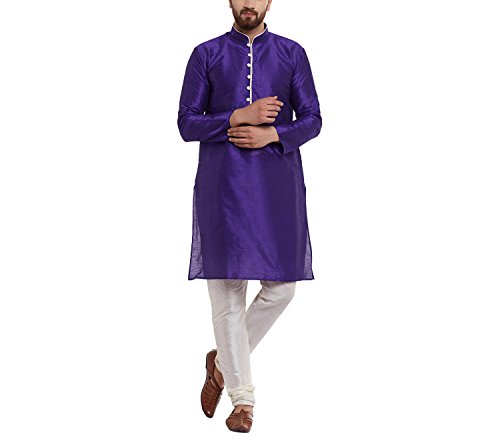 Kurta de seda Dupion Sojanya para hombre túnica étnica elegante con detalles en contraste