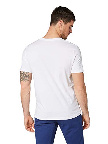 TOM TAILOR 1008639 Camiseta básica en paquete doble con cuello de pico para Hombre, Blanco (20000 - White), 3XL