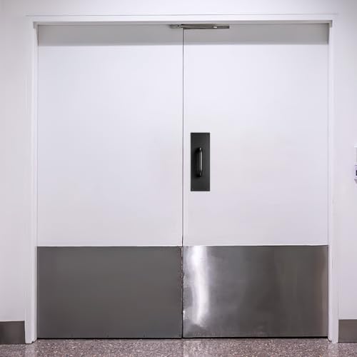Poignée de porte coulissante inox 304 noire plaque poussée tirage pour issue de secours - 5