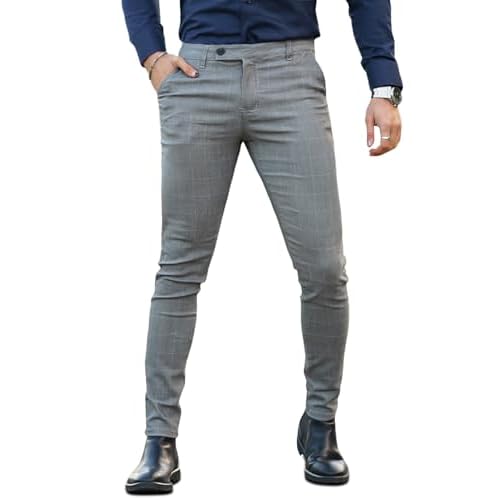 GINGTTO Mens Dress Pants Slim Fit Stretch Formal Pants for Men Black (Take One Size Down) 28W x 28L