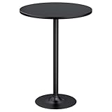 Furmax Bistro Pub Table Round Bar Height Cocktail Table for Home Bar, Round Bar Tables for Party, Dining Room, Living Room and Wedding, Metal Base MDF Top Obsidian, 40.6 Inch Height (1, Dark Black-1)