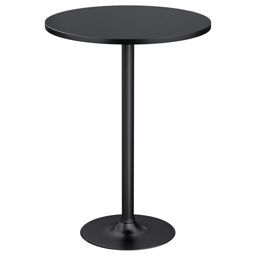 Furmax Bistro Pub Table Round Bar Height Cocktail Table for Home Bar Round Bar Tables for Party Dining Room Living Room and Wedding Metal Base MDF Top 40.6 Inch Height (1 Dark Black-1)