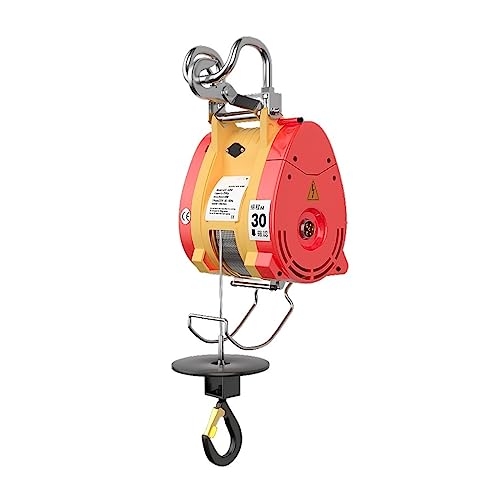 رافعة كهربائية صغيرة من سي اتش سي كيه ال ار ام، 160 كغم 30 متر، رافعة كهربائية صغيرة للتعليق المنزلي لرفع مكيف الهواء، رافعة منزلية مع حزام عقدة (2 في 1)