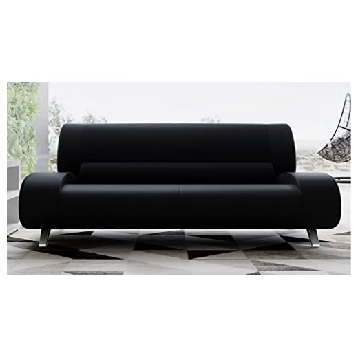 Zuri Furniture Modern Aspen Black Microfiber Leather Sofa