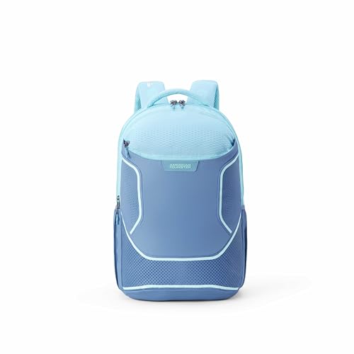 Image of American Tourister Bougie | 35 Ltrs | 4 Compartments | Bottle Pocket | Ergonomic Padded Back Panel & Shoulder Straps | Laptop Backpack | 1 Year International Warranty | Ice Blue