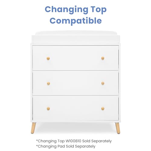 Delta Children Essex 3 Drawer Dresser with Interlocking Drawers, Bianca White/Natural - image 7