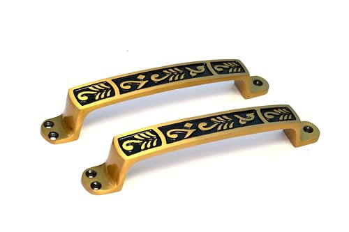 Image of Door Handle Cool Door Handles for Main Door Aluminum (7 Inch), Antique- Finish Door Handles for Home and Office for Wooden & Glass Door Handle, Pull Door Handle (Pack of 2 Pair, Leaf)