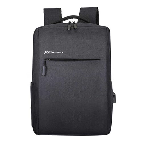 PHOENIX TECHNOLOGIES Negra, Mochila Phoenix Michigan para PORTATIL hasta 15.6 Pulgadas-con Cable USB-Viaje Unisex Adulto, One Size