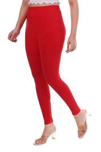 Image of TPF Women Solid Cotton Lycra Stretchable Leggings | Comfortable Ankle-Length Slim Fit Leggings for Women & Girls | Soft, Breathable Wear Bottoms
