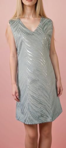 Robe de cocktail scintillante à motif vagues avec reflets gris argenté