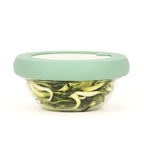 Food Huggers Replacement Lids for Glass Storage Containers Silicone & Glass Lids that Don t Crack | Fits Most Round Container Brands & Bowls | 100% Plastic Free | 1 Lid (Small), Gradual Green