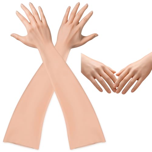 Wesiti 1 Pair Realistic Silicone Gloves with Nails, Female 23.6In