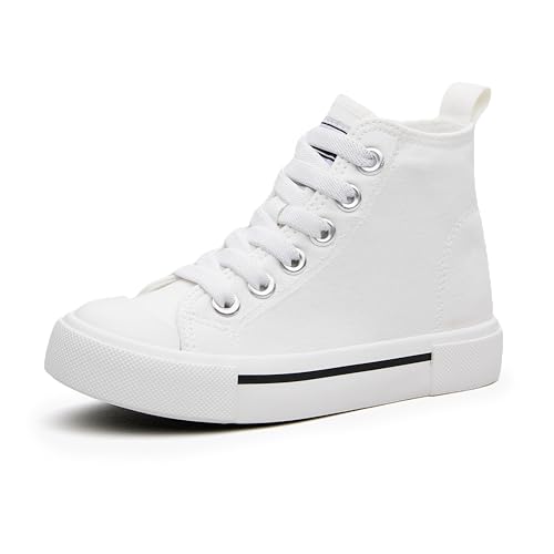 Kids High Tops Sneakers –Toddler Canvas Walking Shoes with Hook and Loop for Boys and Girls
