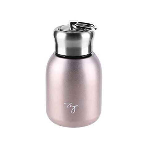 Mini Thermal Mug, 10oz/300ML Mini Thermos Mug Leak Proof Vacuum Flasks Travel Thermos Cup Portable Stainless Steel Drink Water Bottle for Indoor and Outdoor (Rose Gold) Cover