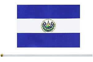 25 Pack Small Hand Held Salvadoran Flag Stick Flags