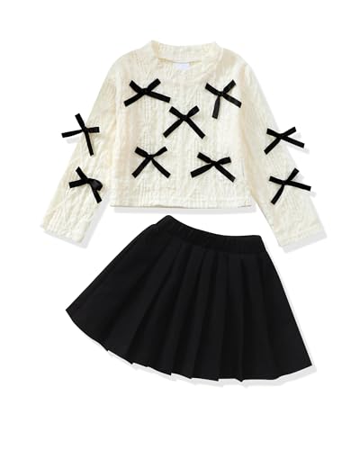 Image of Renotemy Toddler Girls Outfits Winter Little Girl Clothes Skirt Set 18M-6Y | Girls Christmas Fashion 2 Piece Outfit,Fall Knit Sweater and Skirt Set,Holiday Thanksgiving Dress Back to School Essentials