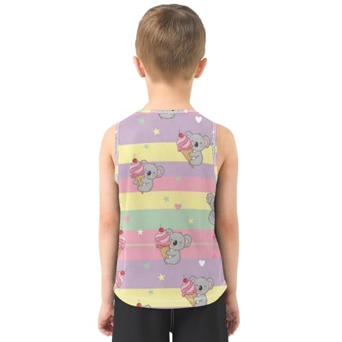 J JOYSAY Koala Ice Cream Stripes Boys Tank Top Sleeveless Muscle Shirts Quick Dry Workout Sport Active Kids T-Shirts 3-15T3