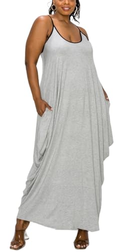 Image of BFFBABY Women's Casual Maxi Dress Sleeveless Tie Dye Spaghetti Strap Summer Plus Size Swing Sundress with Pockets