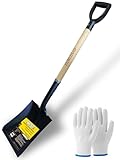 FORCOLID Flat Shovel, Square Shovel for Transfer Snow, 41 inch Long, Durable D Grip, for Farming, Outdoor Works, Gardening, Landscape Works