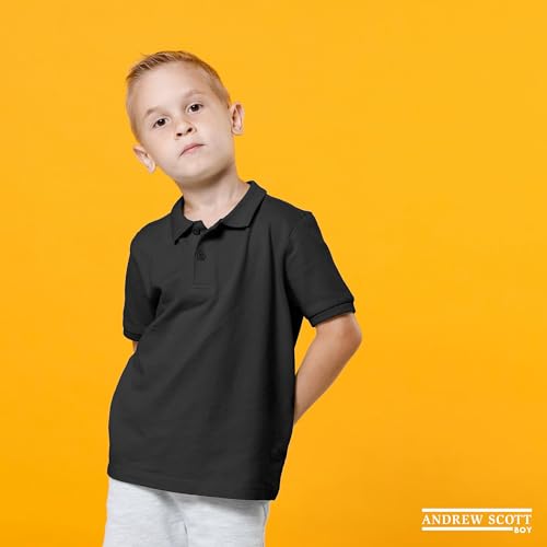 Andrew Scott Boys Multi Pack Short Sleeve Pique Polo Shirts | School Camp Uniform Cotton Shirts | 3 Pack & 5 Pack3