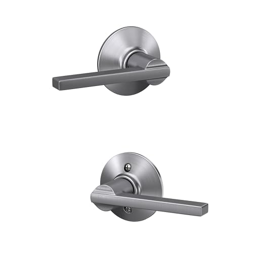 Image of SCHLAGE Latitude Hall /Closet Passage Door Handle, Reversible, Satin Chrome