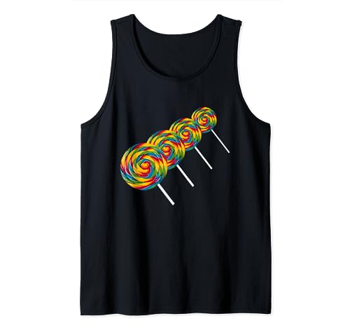 Disfraz de piruleta lindo arco iris remolino Lollipop Candy Lover Camiseta sin Mangas