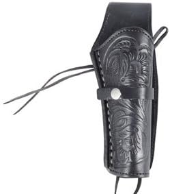 Hand-Tooled Leather Holster, 6, Black, Right Hand